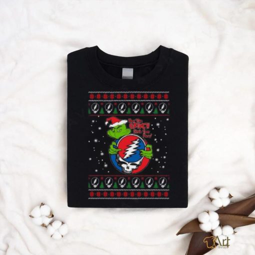 Santa Grinch Hug Grateful Dead How the Grinch Stole Your Face ugly christmas T shirt