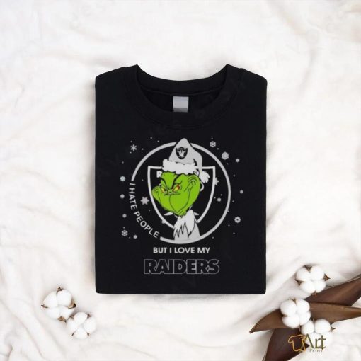 Santa Grinch I Hate People But I Love My Oakland Raiders Christmas Shirt