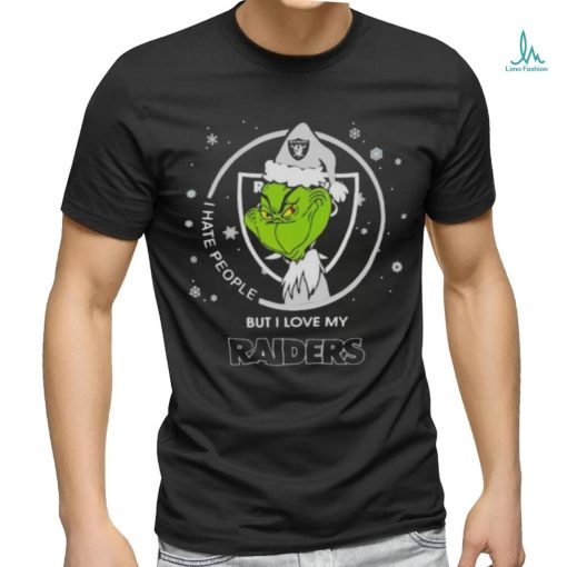 Santa Grinch I Hate People But I Love My Oakland Raiders Christmas Shirt