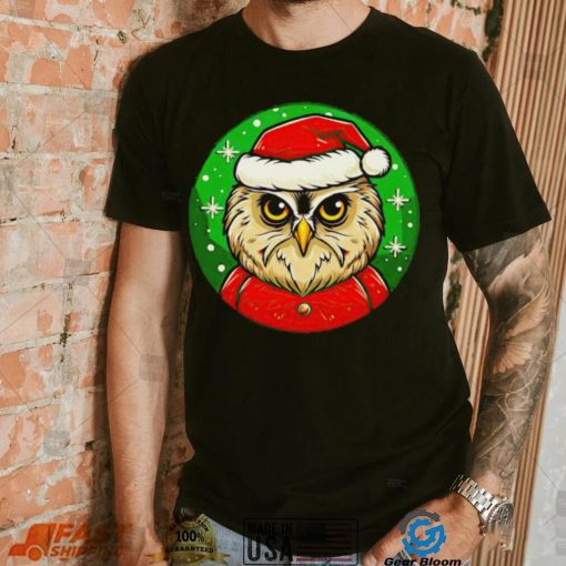 Santa owl cartoon Christmas shirt