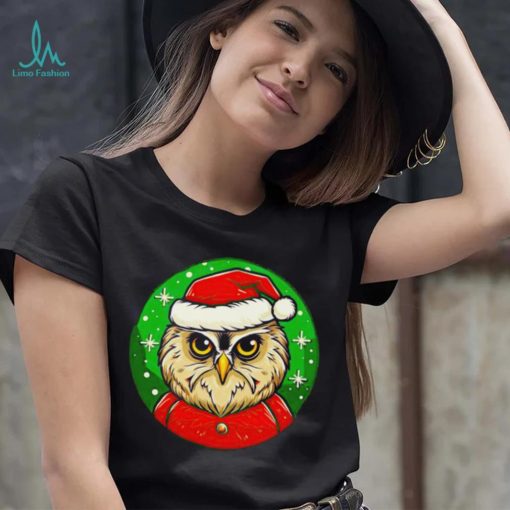 Santa owl cartoon Christmas shirt