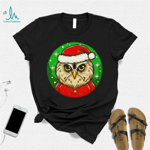 Santa owl cartoon Christmas shirt