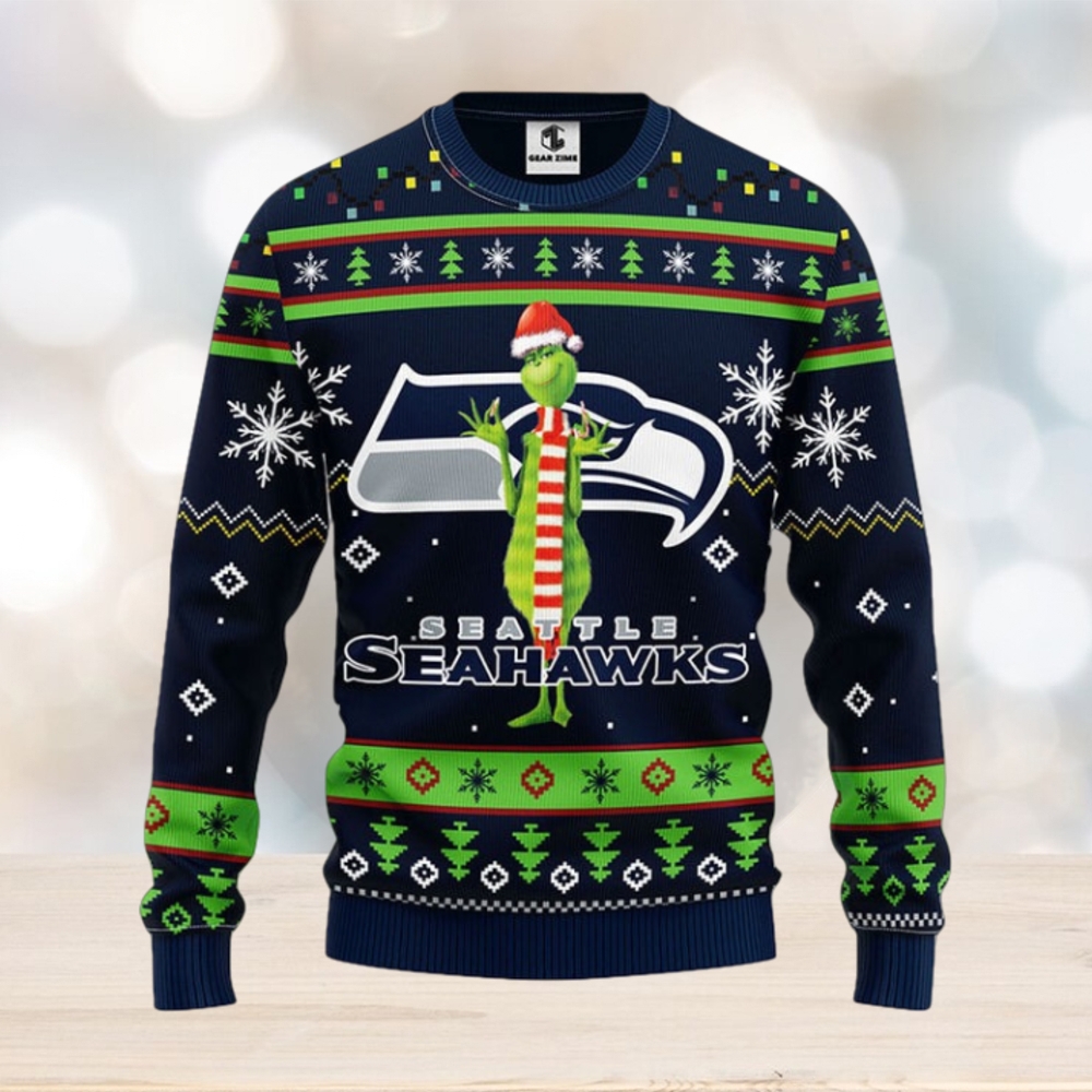 Seattle Seahawks Funny Grinch Christmas Ugly Sweater Limotees