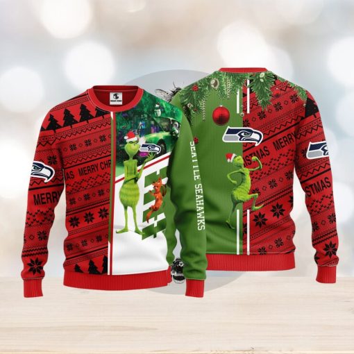 Seattle Seahawks Grinch & Scooby Doo Christmas Ugly Sweater