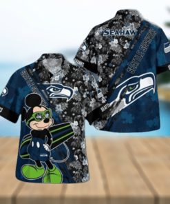 Seattle Seahawks Mickey Mouse Floral Short Sleeve Hawaii Shirt, Seattle Seahawks Shirt