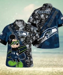 Seattle Seahawks Mickey Mouse Floral Short Sleeve Hawaii Shirt, Seattle Seahawks Shirt