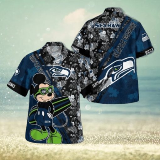 Seattle Seahawks Mickey Mouse Floral Short Sleeve Hawaii Shirt, Seattle Seahawks Shirt