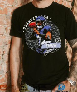 Seattle Seahawks football Geno Smith 7 player quarterback action pose signature dots shirt