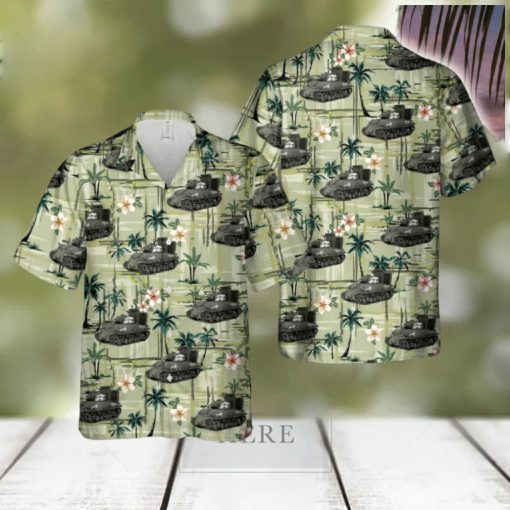 Sherman M4E8 HVSS 105mm 711th Tank Battalion U.S. Army Okinawa 1945 Hawaiian Shirt