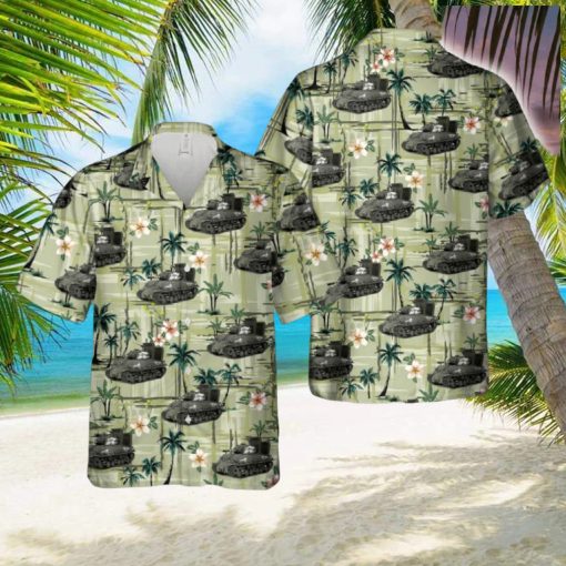 Sherman M4E8 HVSS 105mm 711th Tank Battalion U.S. Army Okinawa 1945 Hawaiian Shirt