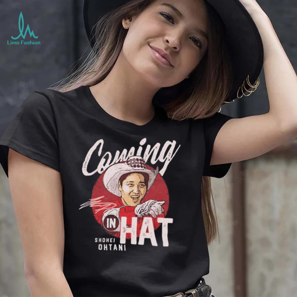 Shohei Ohtani Los Angeles Angels coming in hat signature shirt Shohei Ohtani Los Angeles Angels coming in hat signature shirt