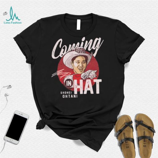 Shohei Ohtani Los Angeles Angels coming in hat signature shirt