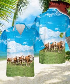 Simmental Cattle Hawaiian Shirt Aloha Summer Beach Shirt Blue