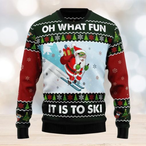 Skiing Oh What Fun Ugly Christmas Sweater