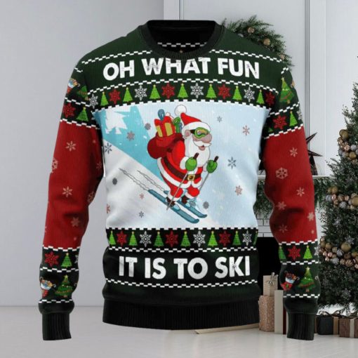 Skiing Oh What Fun Ugly Christmas Sweater