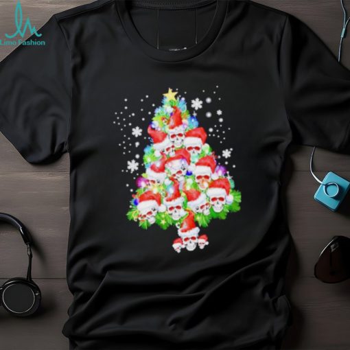 Skull Santa hat Christmas tree shirt