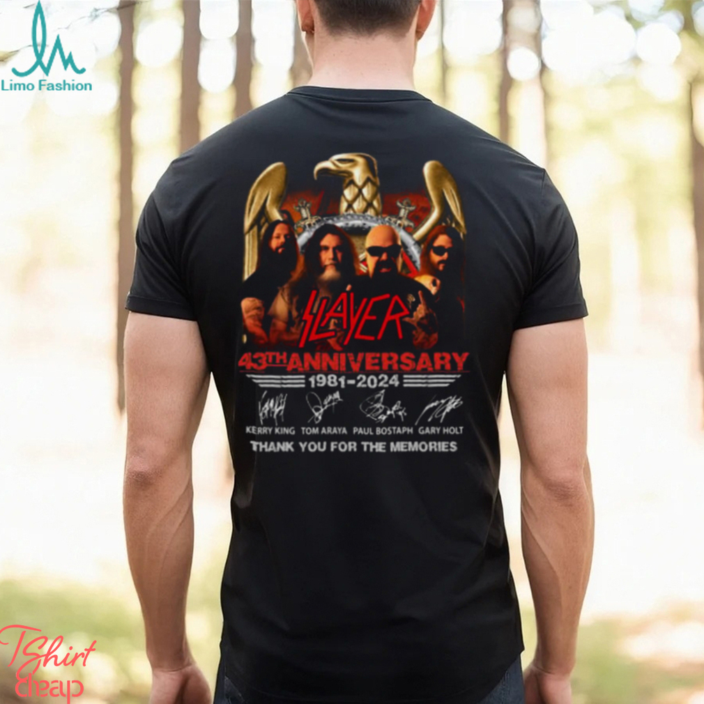 Slayer 43th Anniverasry 1981 – 2024 Thank You For The Memories T Shirt Slayer 43th Anniverasry 1981 – 2024 Thank You For The Memories T Shirt