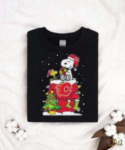 Snoopy And Woodstock Calgary Flames Christmas Tree Shirt