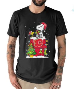Snoopy And Woodstock Calgary Flames Christmas Tree Shirt