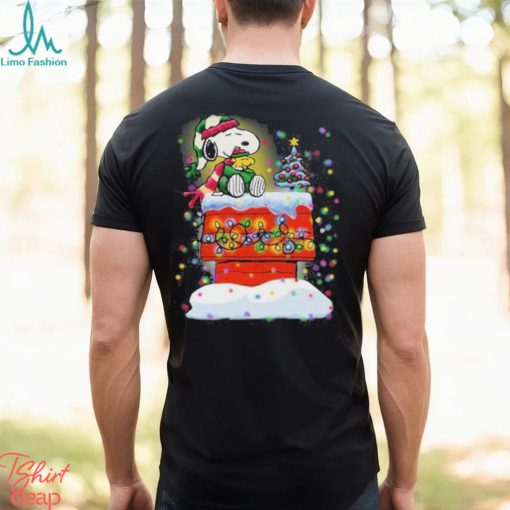Snoopy And Woodstock Hat Santa Light Tree Christmas Shirt