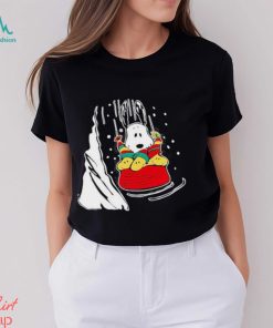 Snoopy And Woodstock Hat Santa Skiing Christmas Shirt