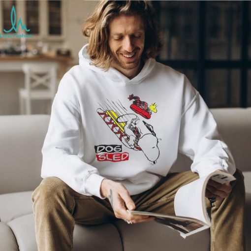 Snoopy And Woodstock Hat Santa Skiing Dog Sled Merry Christmas shirt