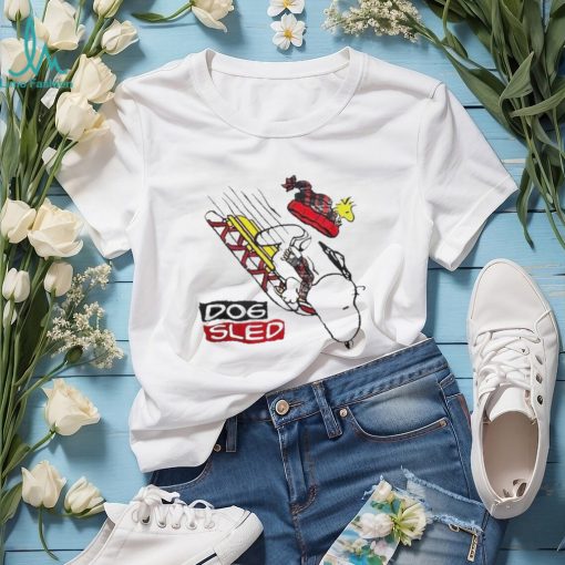 Snoopy And Woodstock Hat Santa Skiing Dog Sled Merry Christmas shirt