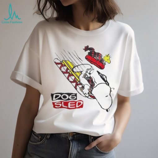 Snoopy And Woodstock Hat Santa Skiing Dog Sled Merry Christmas shirt