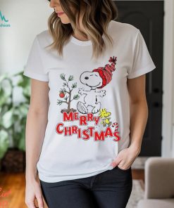 Snoopy And Woodstock Hat Santa Tree Merry Christmas Shirt