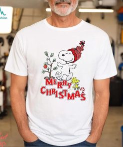 Snoopy And Woodstock Hat Santa Tree Merry Christmas Shirt