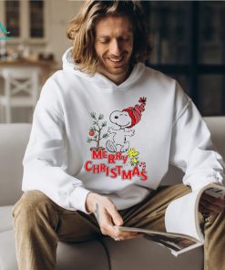 Snoopy And Woodstock Hat Santa Tree Merry Christmas shirt