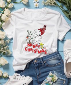 Snoopy And Woodstock Hat Santa Tree Merry Christmas shirt