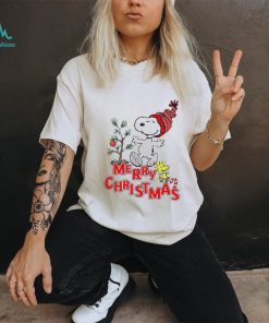 Snoopy And Woodstock Hat Santa Tree Merry Christmas shirt