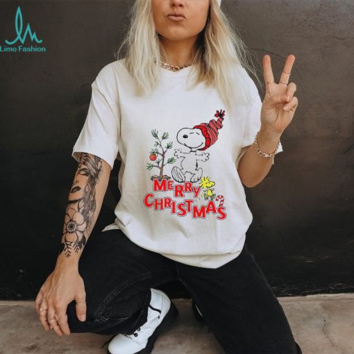 Snoopy And Woodstock Hat Santa Tree Merry Christmas shirt