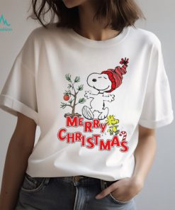 Snoopy And Woodstock Hat Santa Tree Merry Christmas shirt