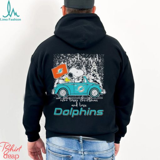 Snoopy And Woodstock Just A Girl Who Lover Christmas And Love Miami Dolphins ShirtSnoopy And Woodstock Just A Girl Who Lover Christmas And Love Miami Dolphins Shirt
