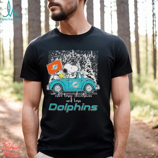 Snoopy And Woodstock Just A Girl Who Lover Christmas And Love Miami Dolphins ShirtSnoopy And Woodstock Just A Girl Who Lover Christmas And Love Miami Dolphins Shirt