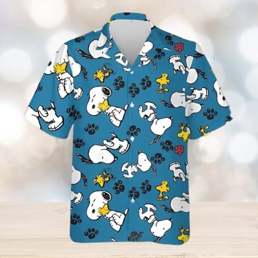 Snoopy With Woodstock Paws Peanuts Funny Hawaii Shirt