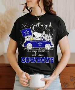 Snoopy and Woodstock just a girl who loves Christmas and love Cowboys snowflake shirt, hoodie, sweater, long sleeve and tank top Snoopy and Woodstock just a girl who loves Christmas and love Cowboys snowflake shirt