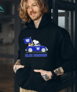 Snoopy drive a car Blue Bombers football flag logo gift shirt