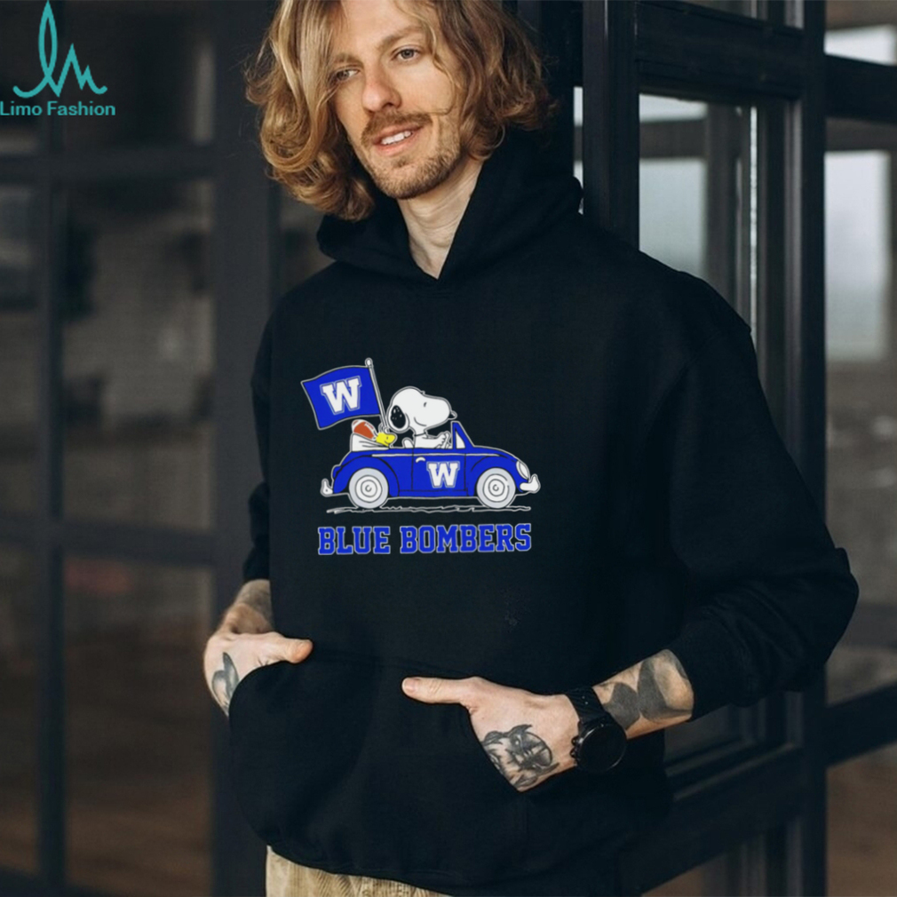Snoopy drive a car Blue Bombers football flag logo gift shirt Snoopy drive a car Blue Bombers football flag logo gift shirt
