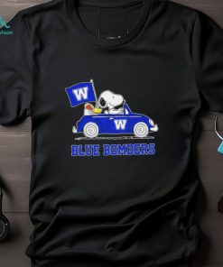 Snoopy drive a car Blue Bombers football flag logo gift shirt