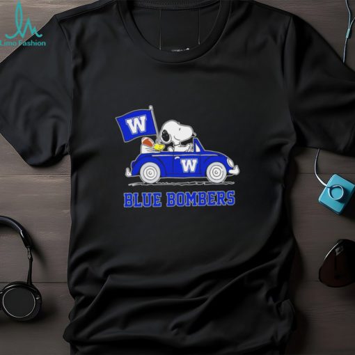 Snoopy drive a car Blue Bombers football flag logo gift shirt