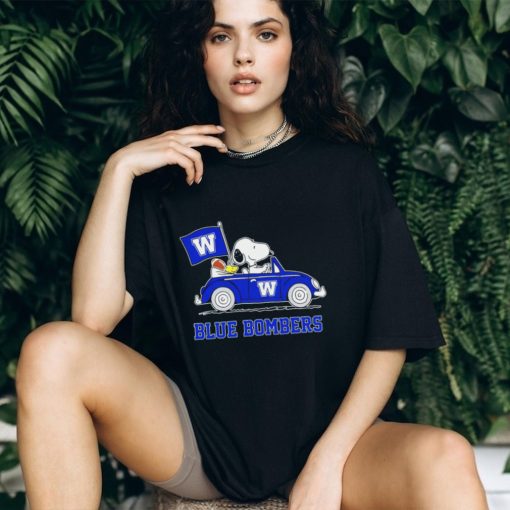 Snoopy drive a car Blue Bombers football flag logo gift shirt