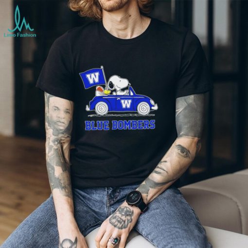 Snoopy drive a car Blue Bombers football flag logo gift shirt
