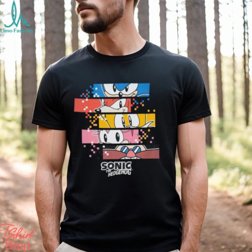 Sonic The Hedgehog Boys Black Pixels Character Print T Shirt
