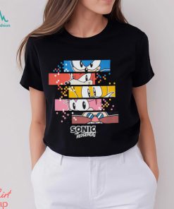 Sonic The Hedgehog Boys Black Pixels Character Print T Shirt
