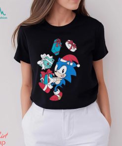 Sonic The Hedgehog Boy's Christmas Present Black T Shirt