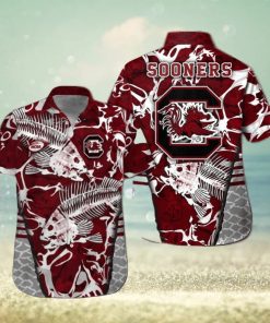 South Carolina Gamecocks Fishing Short Sleeve Button Up Tropical Hawaiian Shirt