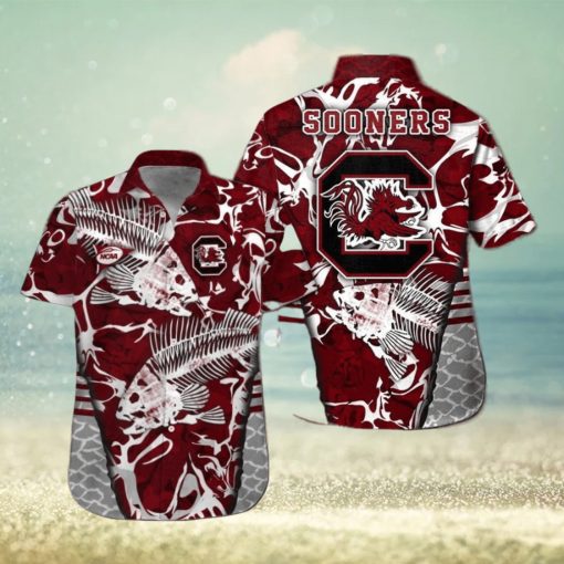 South Carolina Gamecocks Fishing Short Sleeve Button Up Tropical Hawaiian Shirt